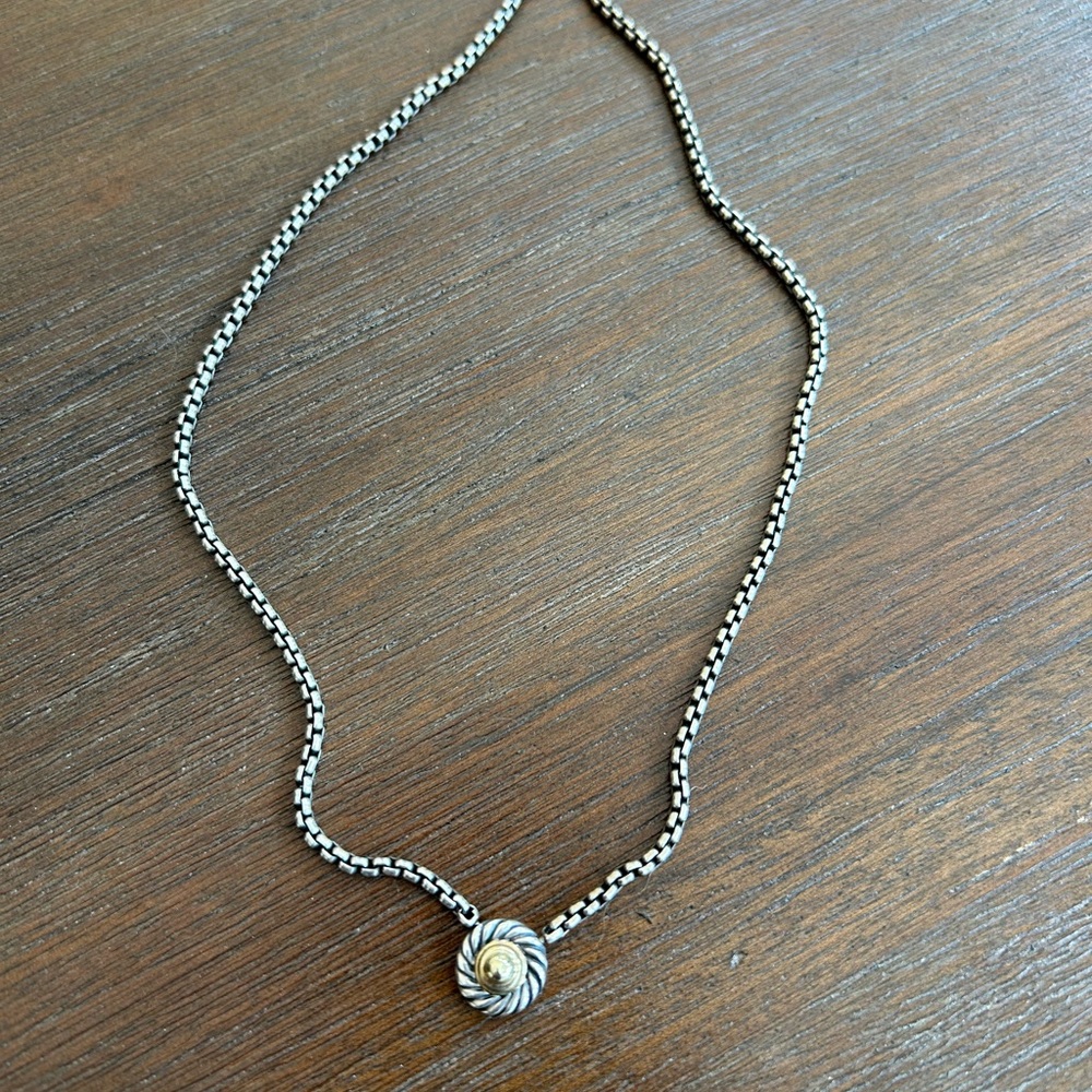 David Yurman Cable cookie necklace in sterling silver and 14k yellow gold